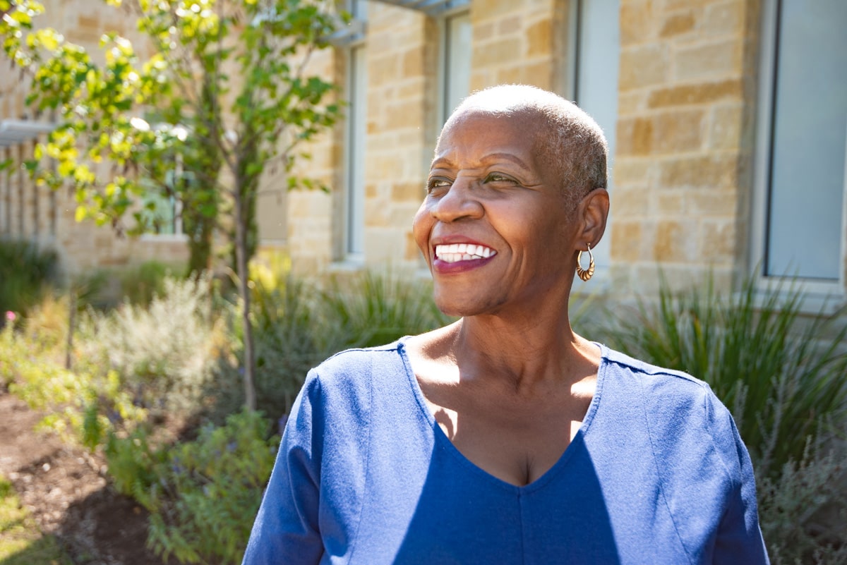 Head of happy african american senior woman